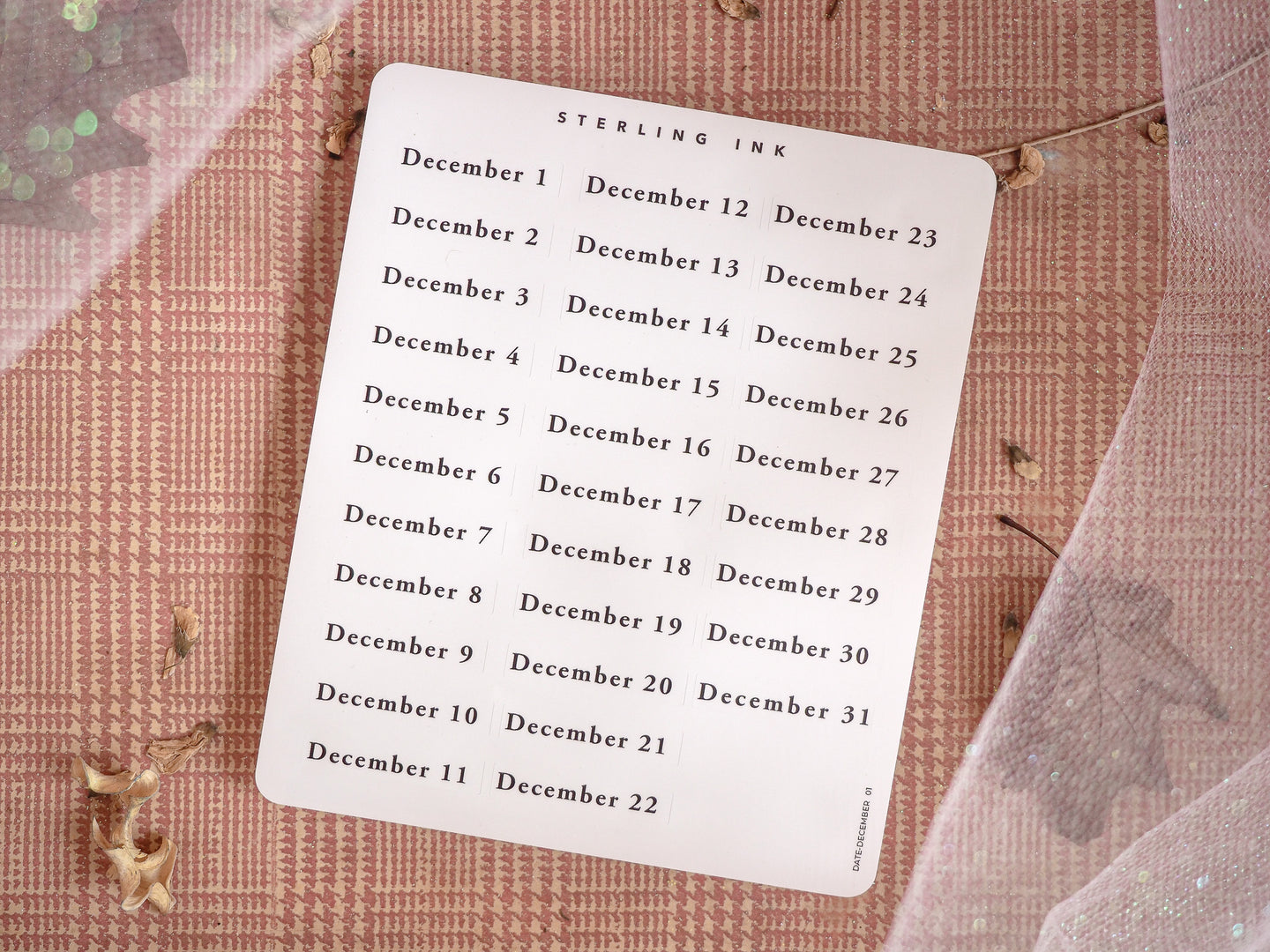 December Date Stickers - December 2024