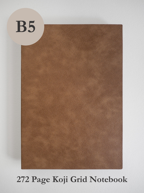 Solid mocha brown B5 notebook with a matte, faux-leather texture, ideal for writing, journaling, or sketching.