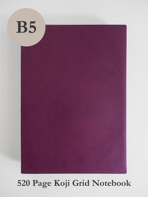 Solid B5 notebook featuring a deep, rich plum-colored cover, ideal for journaling and studying with its 520 pages of grid paper.