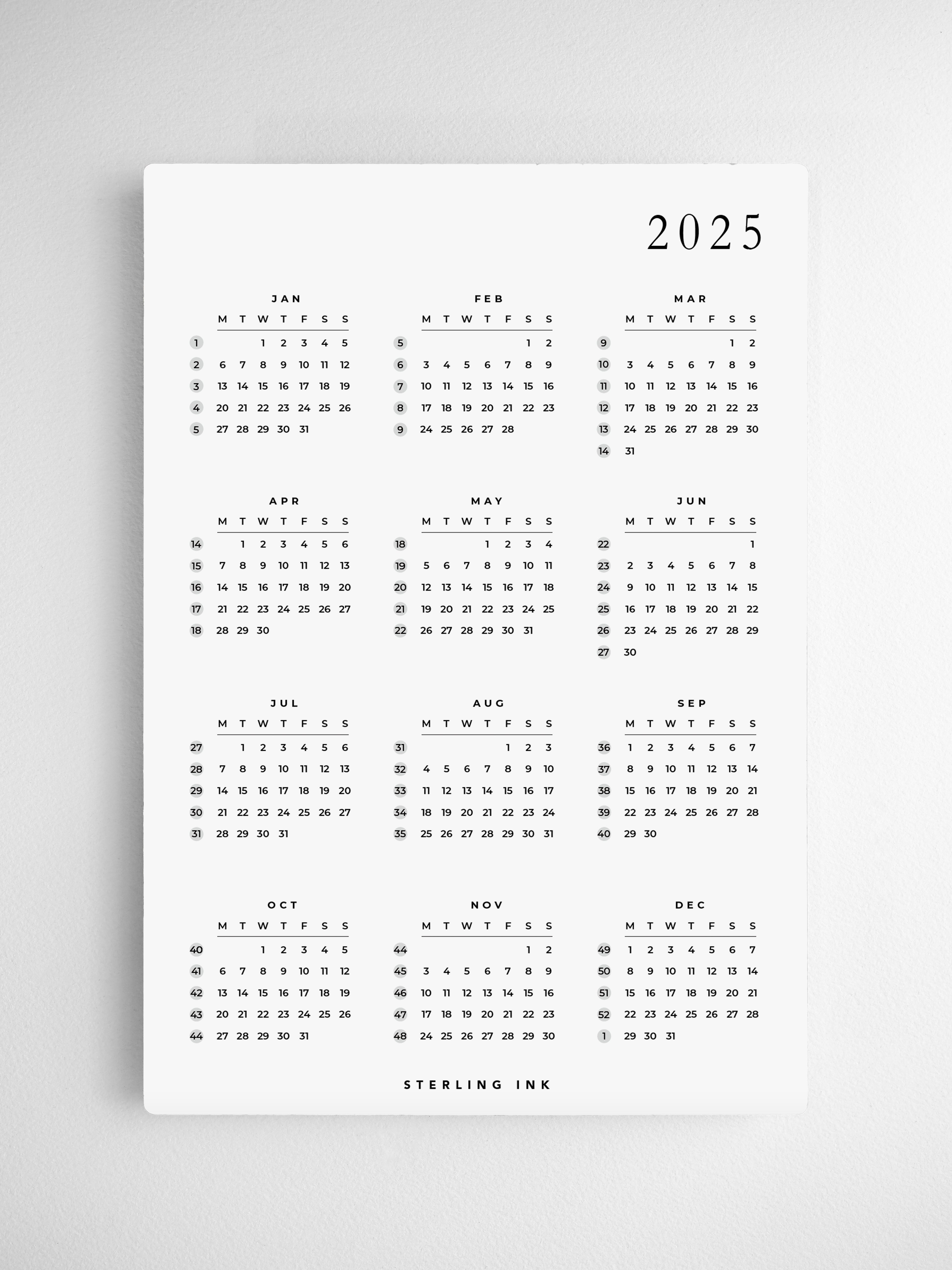 B5 | 2025 Calendar Cards