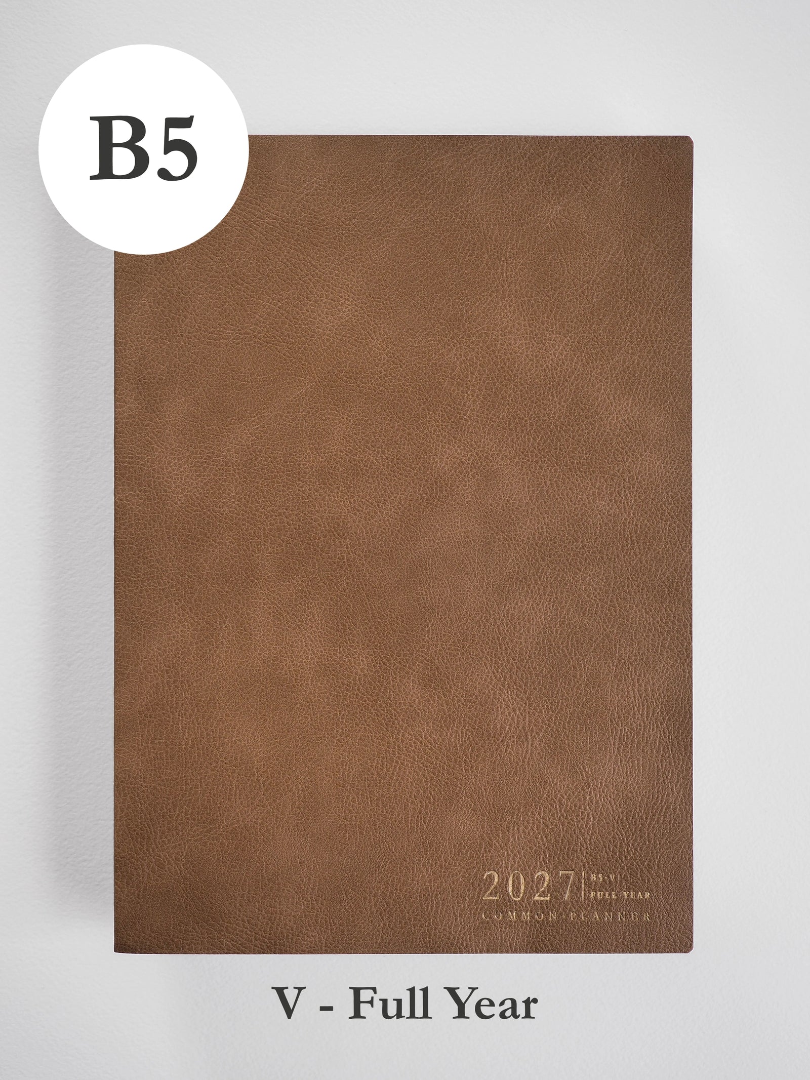 2027 B5 Vertical Full year planner front cover in Caramel #color_caramel