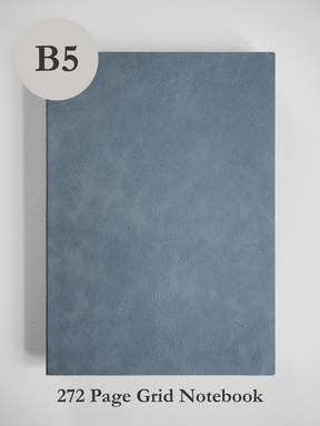 Minimalist B5 notebook featuring a solid, textured slate gray faux leather cover, perfect for notes and journaling.