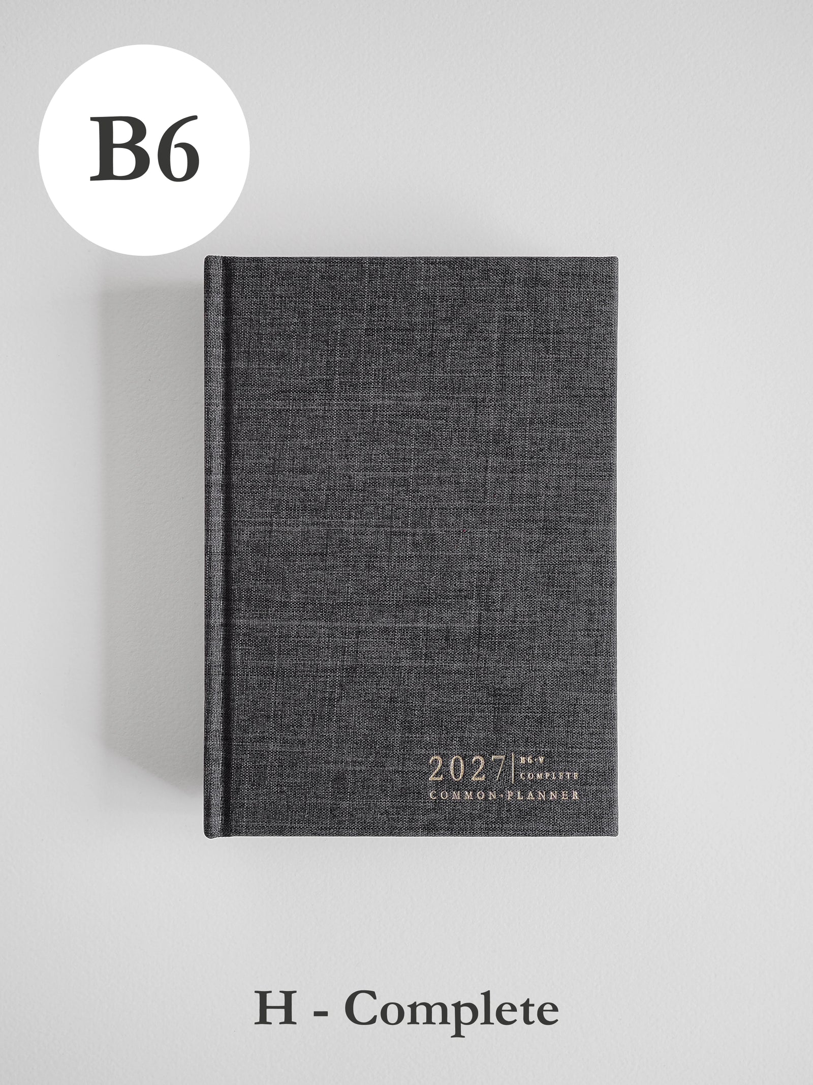 2027 B6 Horizontal Complete (hardcover) planner front cover in Charcoal #color_charcoal