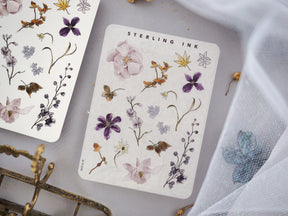 Watercolor botanical elements stickers for January, featuring delicate floral motifs, leaves, and diverse natural blooms perfect for journaling and planning.