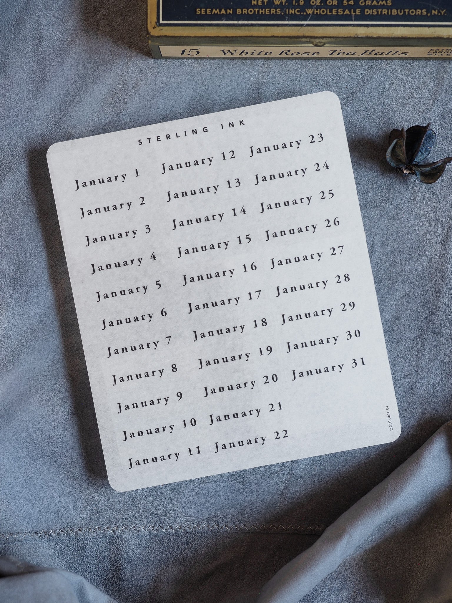 Structured white sticker sheet displaying black text for all dates, featuring the complete calendar layout for January 2026.