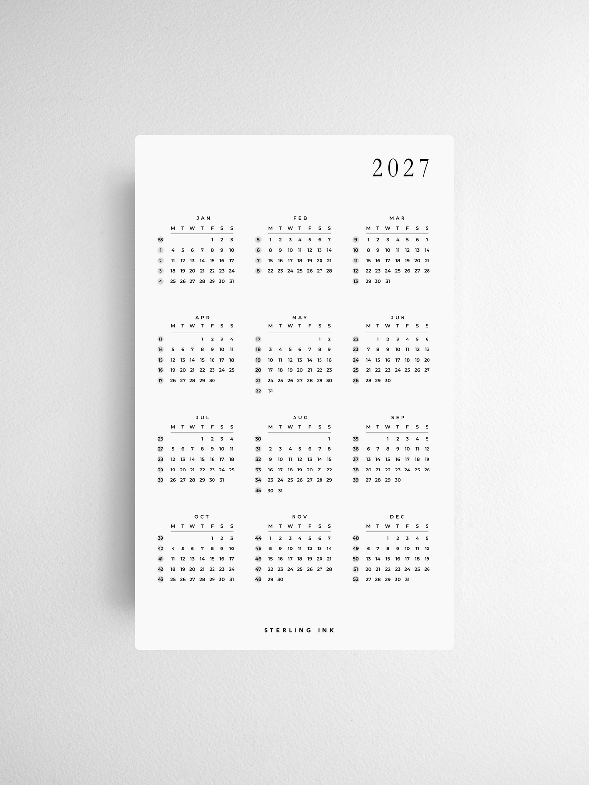 A5 Slim | 2027 Calendar Cards