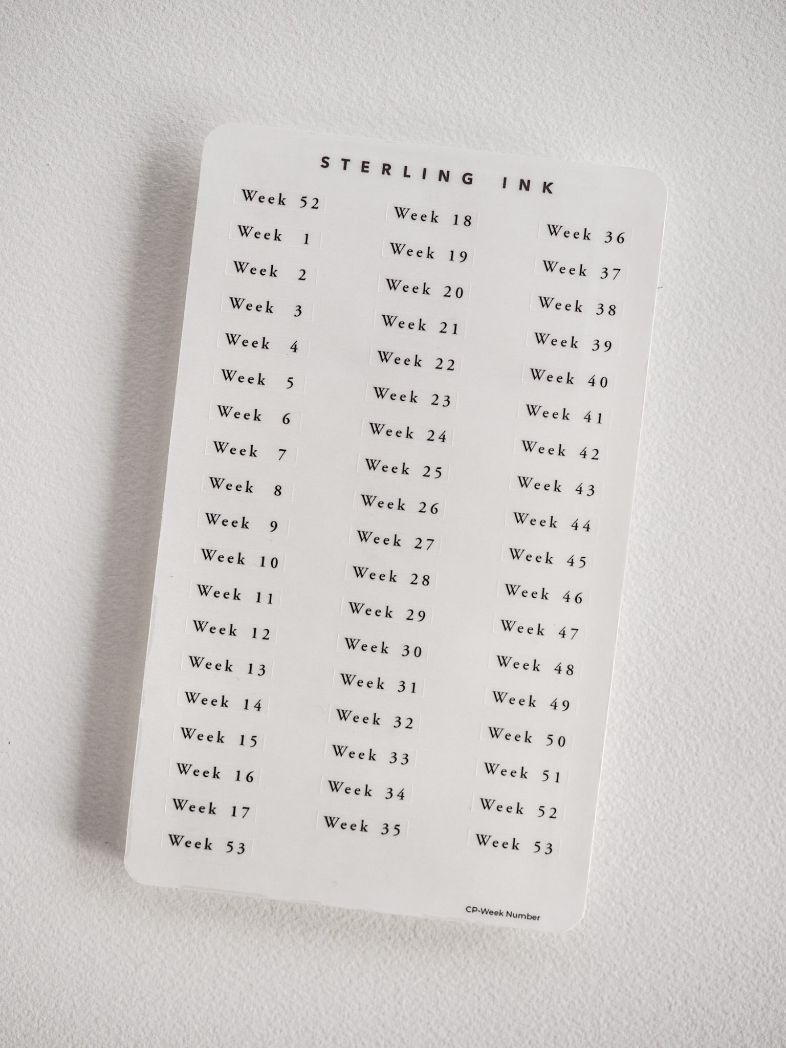 Week Number Stickers – STERLING INK