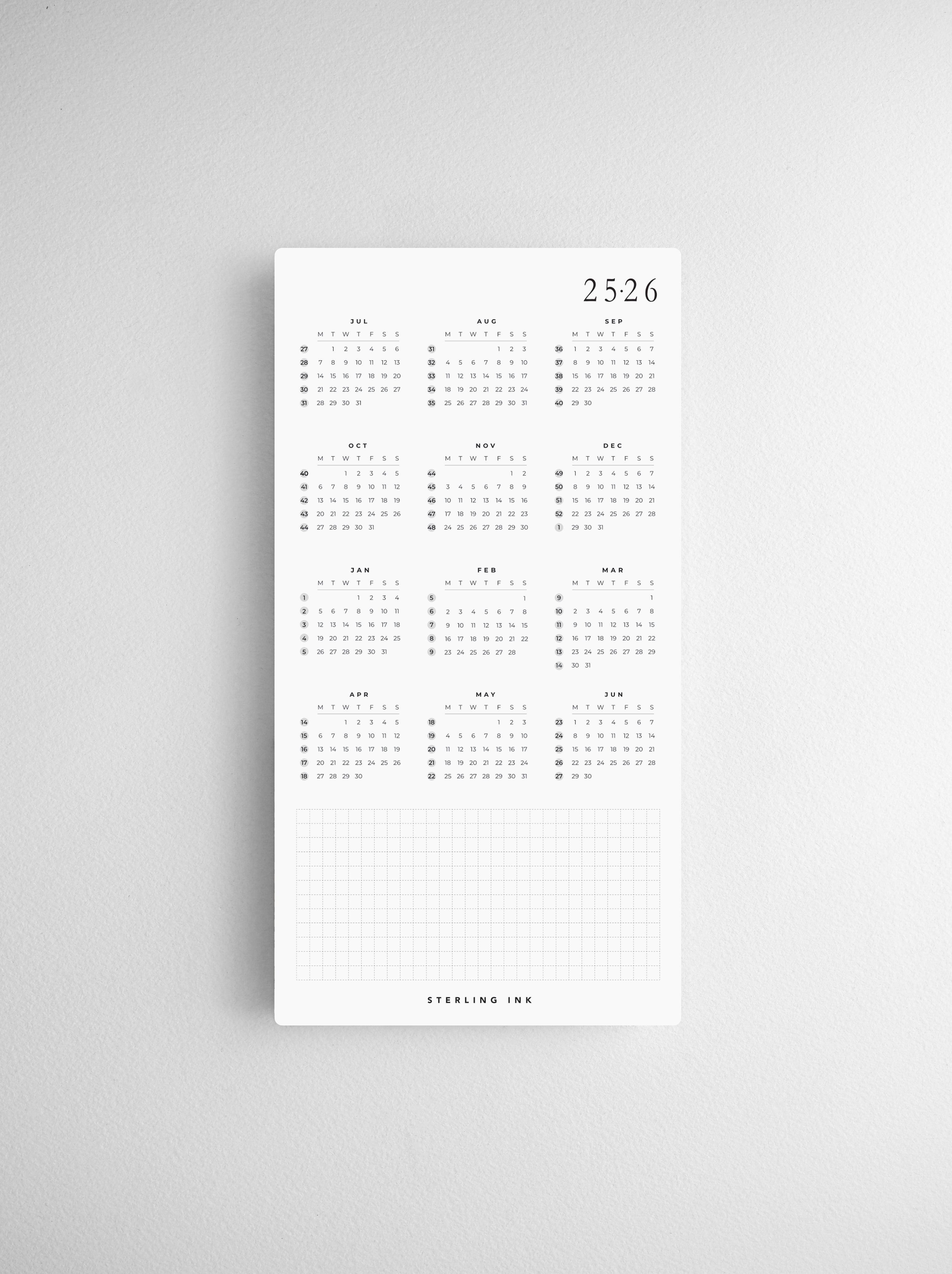 N1 | 2025-2026 Calendar Cards