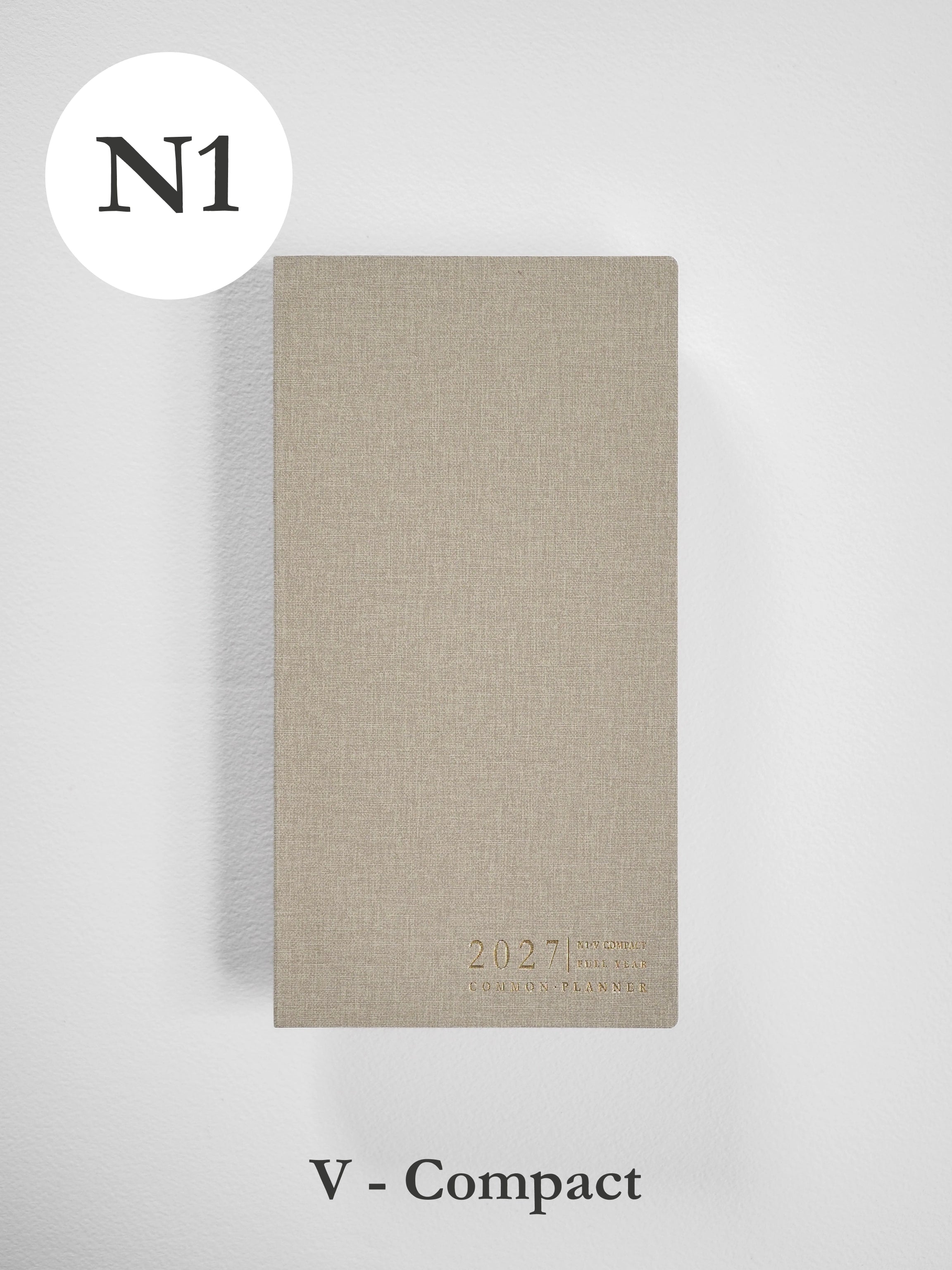 2027 N1 Vertical Compact planner front cover in Linen #color_linen