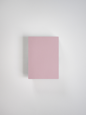 Minimalist pale blush pink notebook with a solid, blank cover, perfect for structured journaling, note-taking, or travel planning.