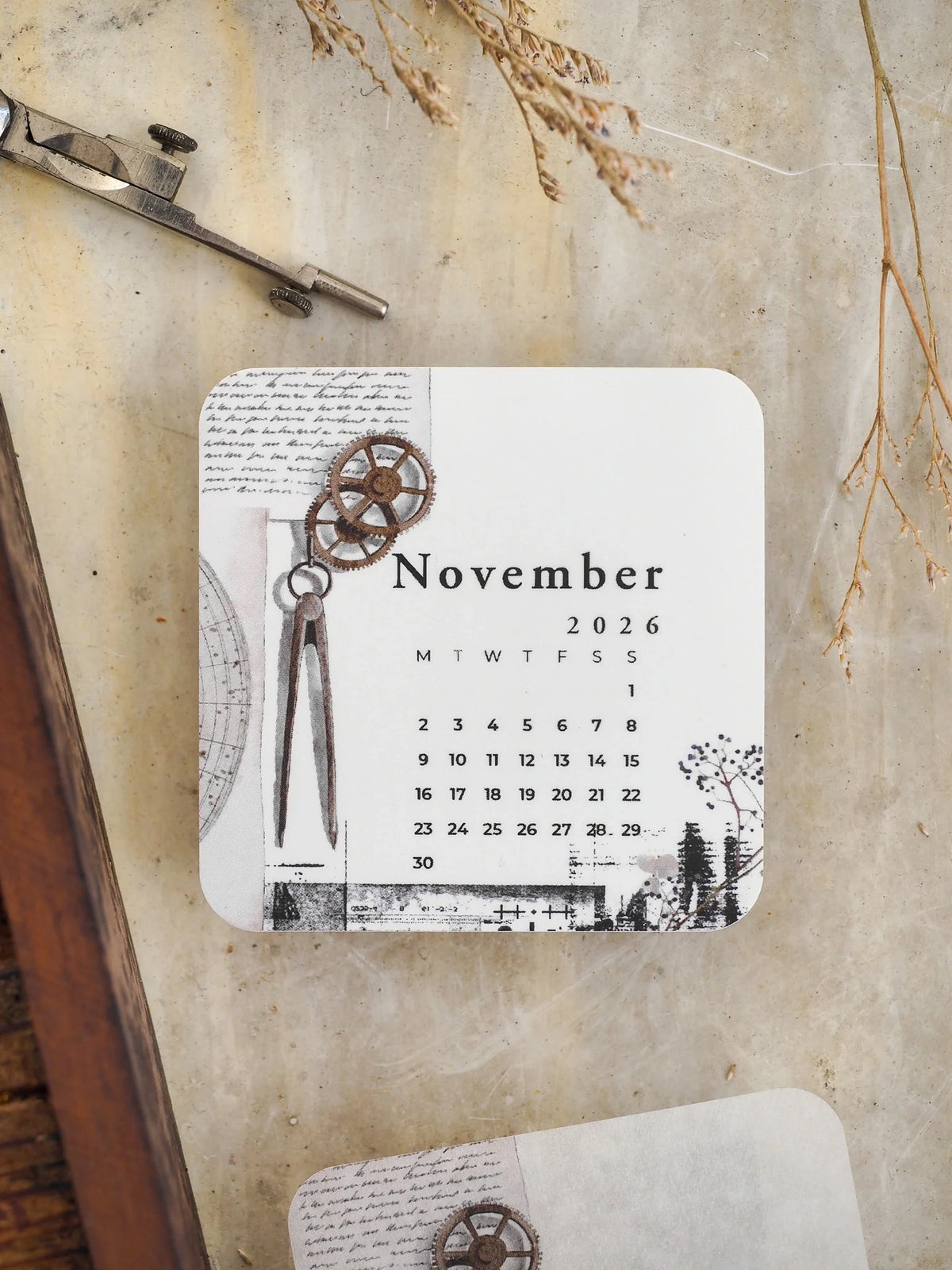 Monthly Calendar - November 2026 - Vinyl - 2.5"x2.5" Square Calendar (2 Stickers)