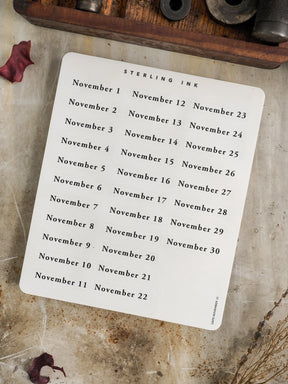 November Date Stickers - November 2026 - Vinyl (Premium Matte)