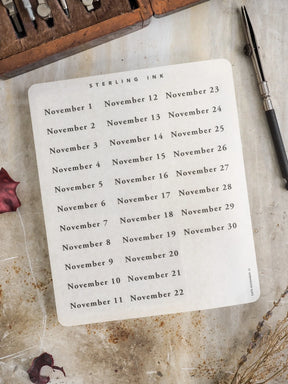 November Date Stickers - November 2026 - Washi (Clear Matte)