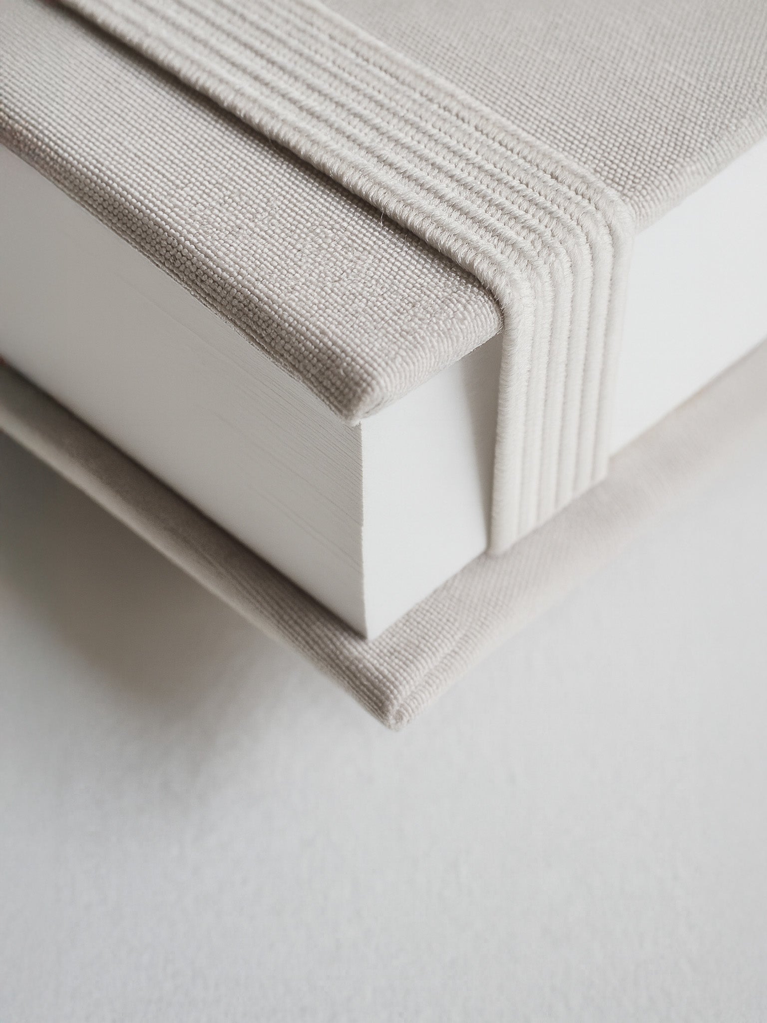 Textured light beige A5 hardcover diary with decorative stitched binding, perfect for tracking five years of undated memories.