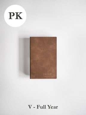 2027 PK Vertical Full year planner front cover in Caramel #color_caramel