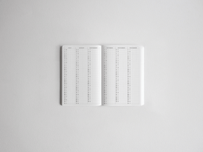 Open academic daily planner featuring monthly calendar grids and lined pages for organization, designed for full-year student scheduling and journaling.