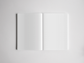 Open academic planner showcasing two A5 pages densely covered in light gray grid lines, perfect for structured journaling or note-taking.