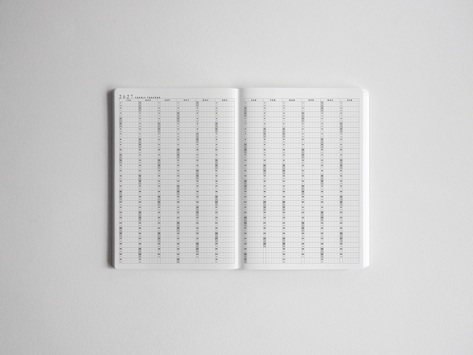 Structured academic planner for 2026–2027, featuring a full year of monthly, ruled sections ideal for student scheduling and organization.