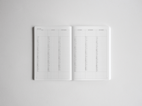 Open B6 academic daily planner for 2026-2027, featuring a clean, structured white layout with full-year daily and monthly planning pages.