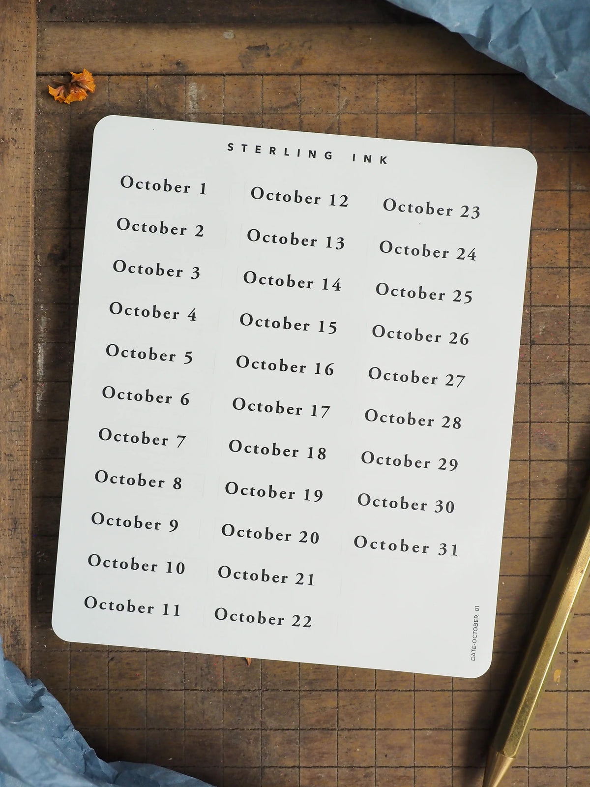 October Date Stickers - October 2026