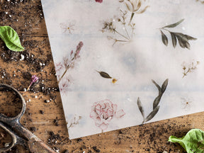 Elegant watercolor design featuring soft pink blossoms and delicate green foliage, perfect for March 2023 themed planner stationery.