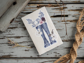 Watercolor-style die-cut sticker featuring a stylized letter I adorned with delicate blue, purple, and white spring florals, perfect for seasonal crafting.