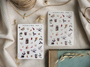 Mini Elements Icon Stickers feature rustic, seasonal designs in muted tones, including jars, berries, candles, and foliage perfect for December crafting and journaling.