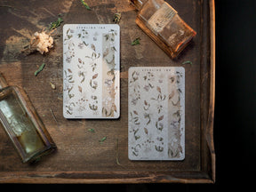 Elegant washi sticker strips featuring delicate, muted botanical illustrations of dried grasses, flowers, and stems, perfect for journal decorating.