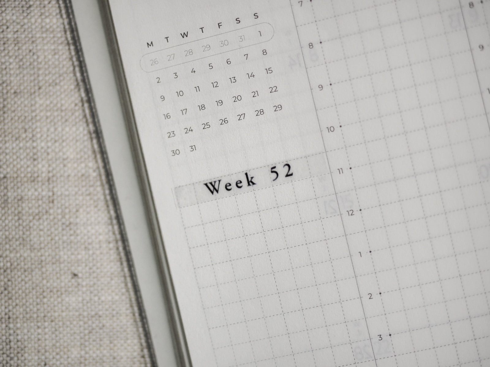 Structured planning stickers featuring organized calendar grids and the clear title "Week 52" for academic and personal use.