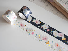 Load image into Gallery viewer, Peonies Floral Wide Washi Tape - Gold Foil (30mm)
