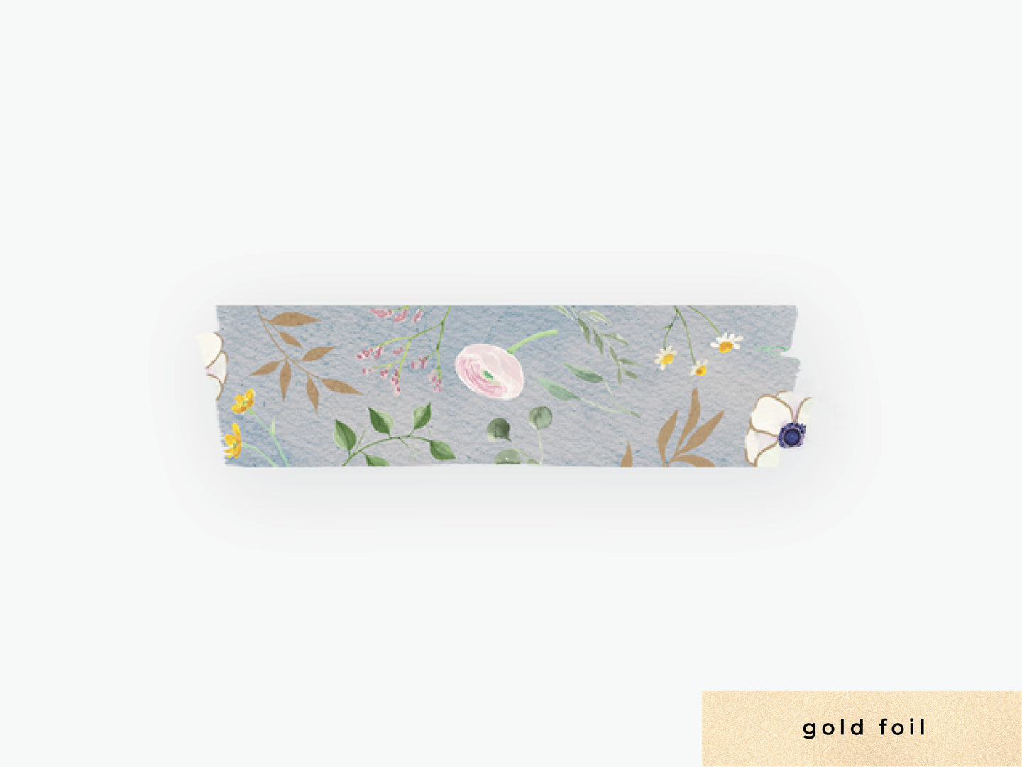 Watercolor Floral Washi Tape- Blue